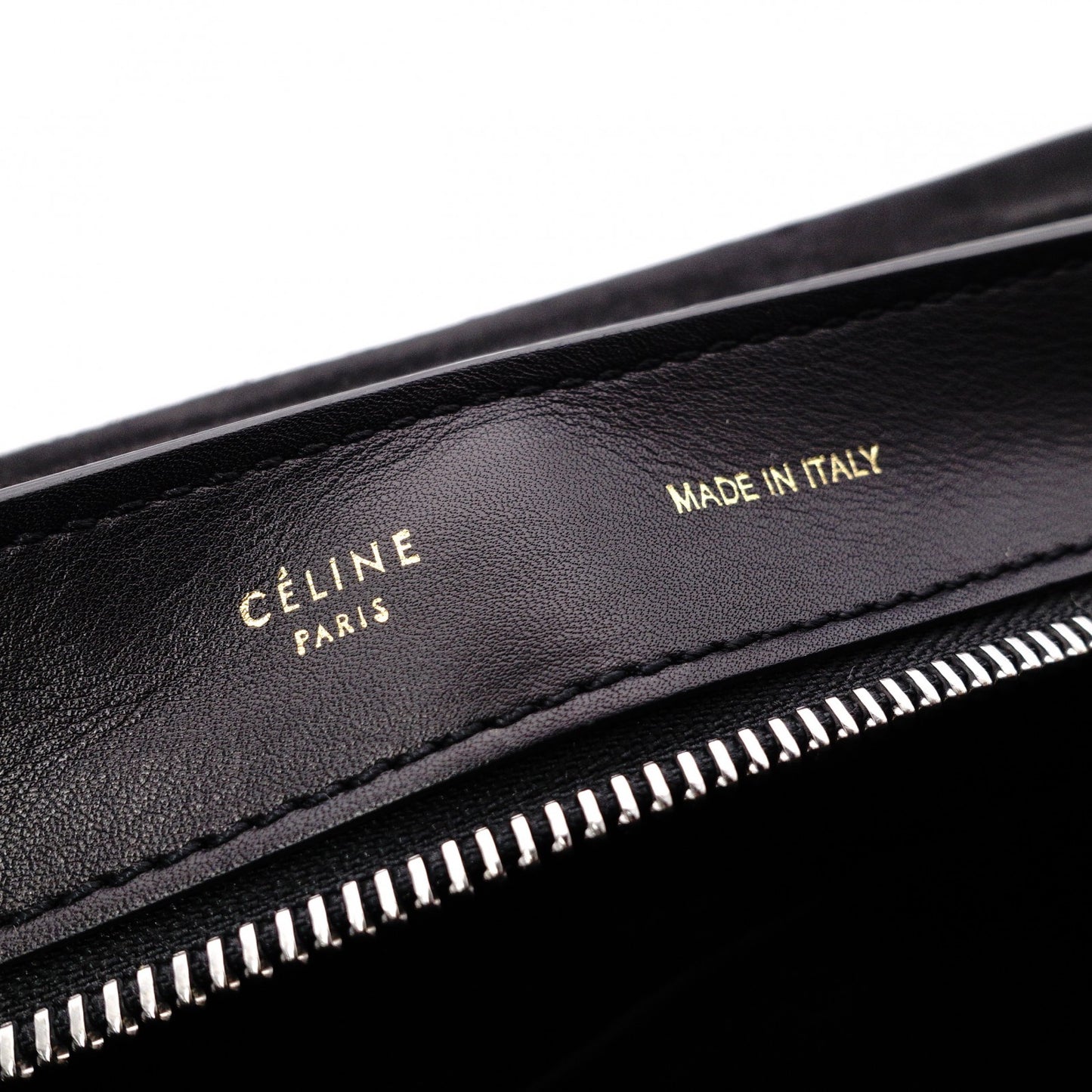 CELINE Trapeze Handbag, Leather, Black and Beige, 2-Way
