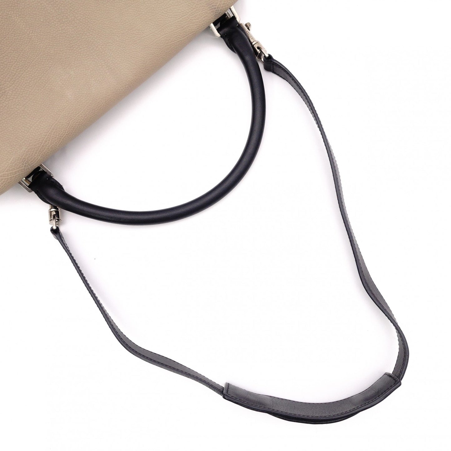 CELINE Trapeze Handbag, Leather, Black and Beige, 2-Way