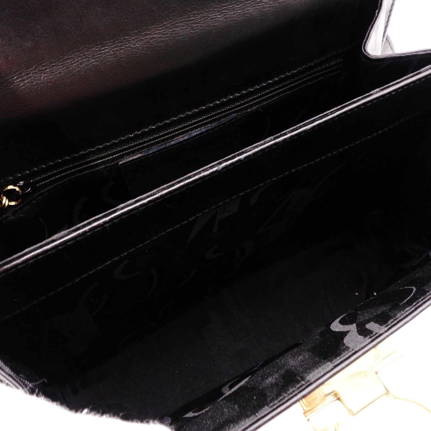 Salvatore Ferragamo Gancini Handbag, Black, 2-Way, Gold Hardware, Crossbody