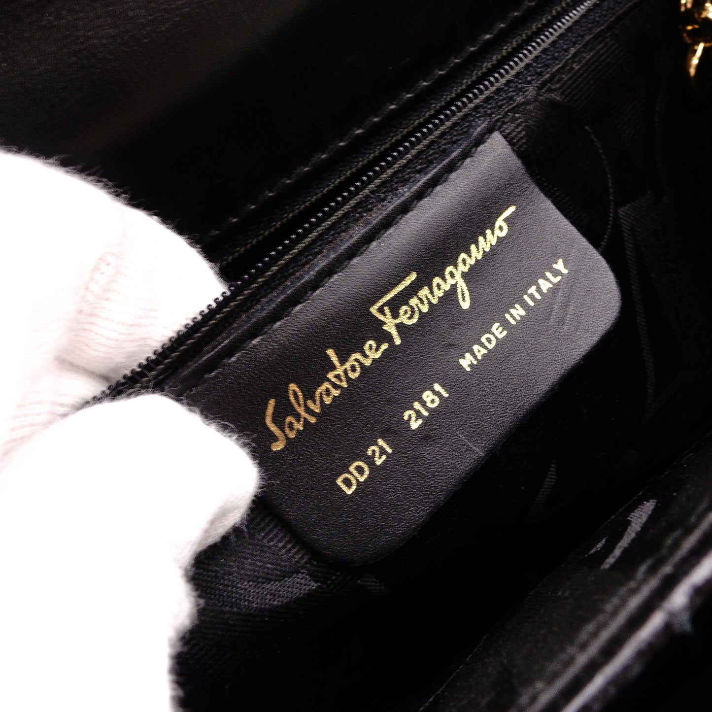 Salvatore Ferragamo Gancini Handbag, Black, 2-Way, Gold Hardware, Crossbody