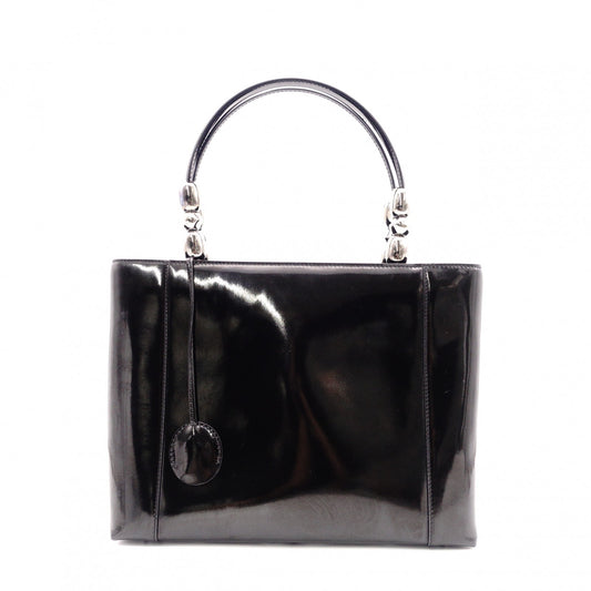 Christian Dior Marispare Handbag, Patent Leather, Black, 2-Way, Silver Hardware