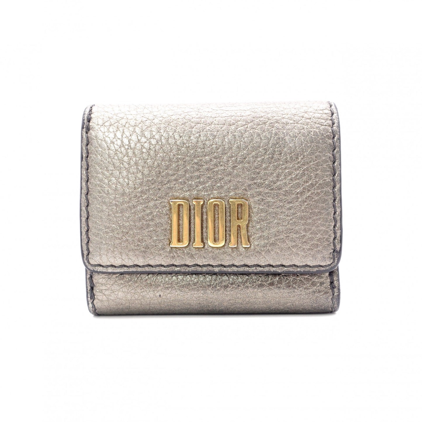 Dior Bifold Wallet, Leather, Metallic Gold, Gold Hardware