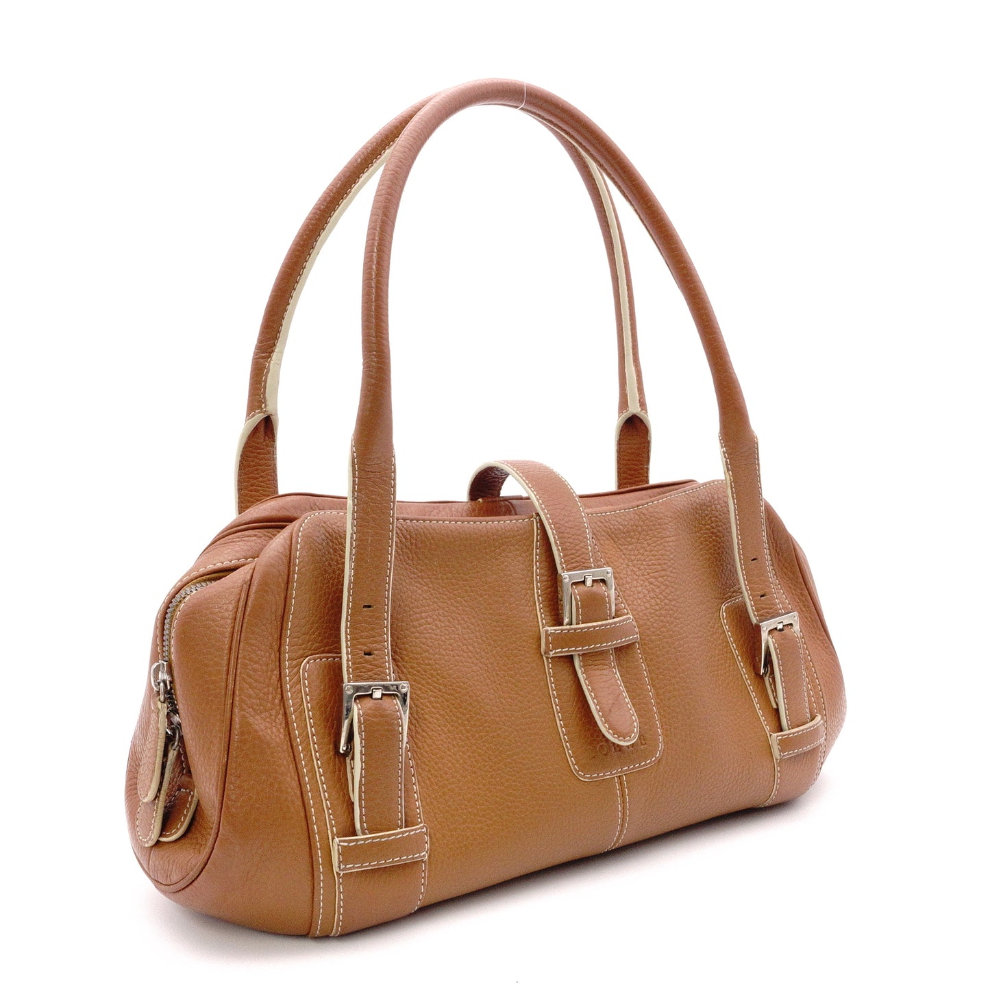 LOEWE Senda Shoulder Bag, Leather, Brown, Silver Hardware, Vintage