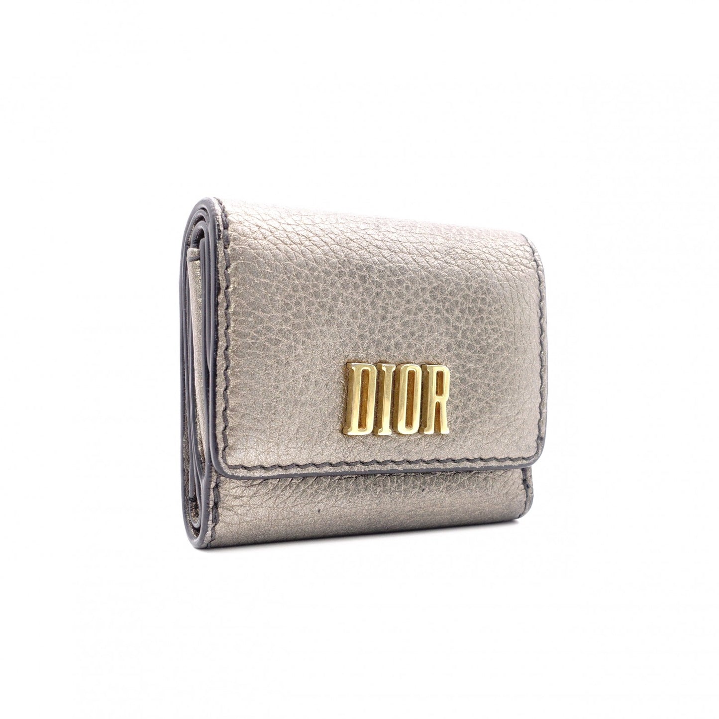 Dior Bifold Wallet, Leather, Metallic Gold, Gold Hardware