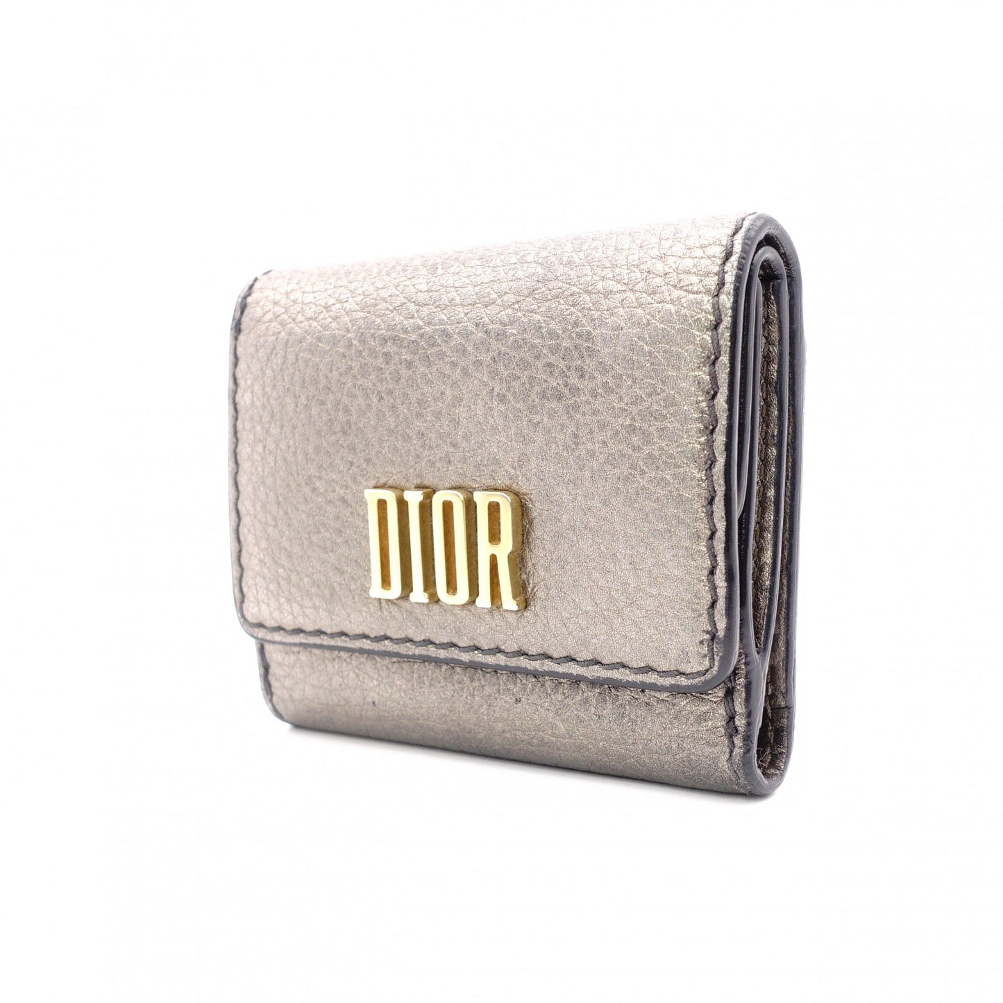 Dior Bifold Wallet, Leather, Metallic Gold, Gold Hardware