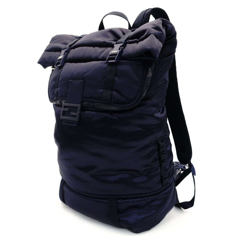 FENDI Backpack Navy Rucksack EONYL Nylon Men's FF Logo 7-10-101