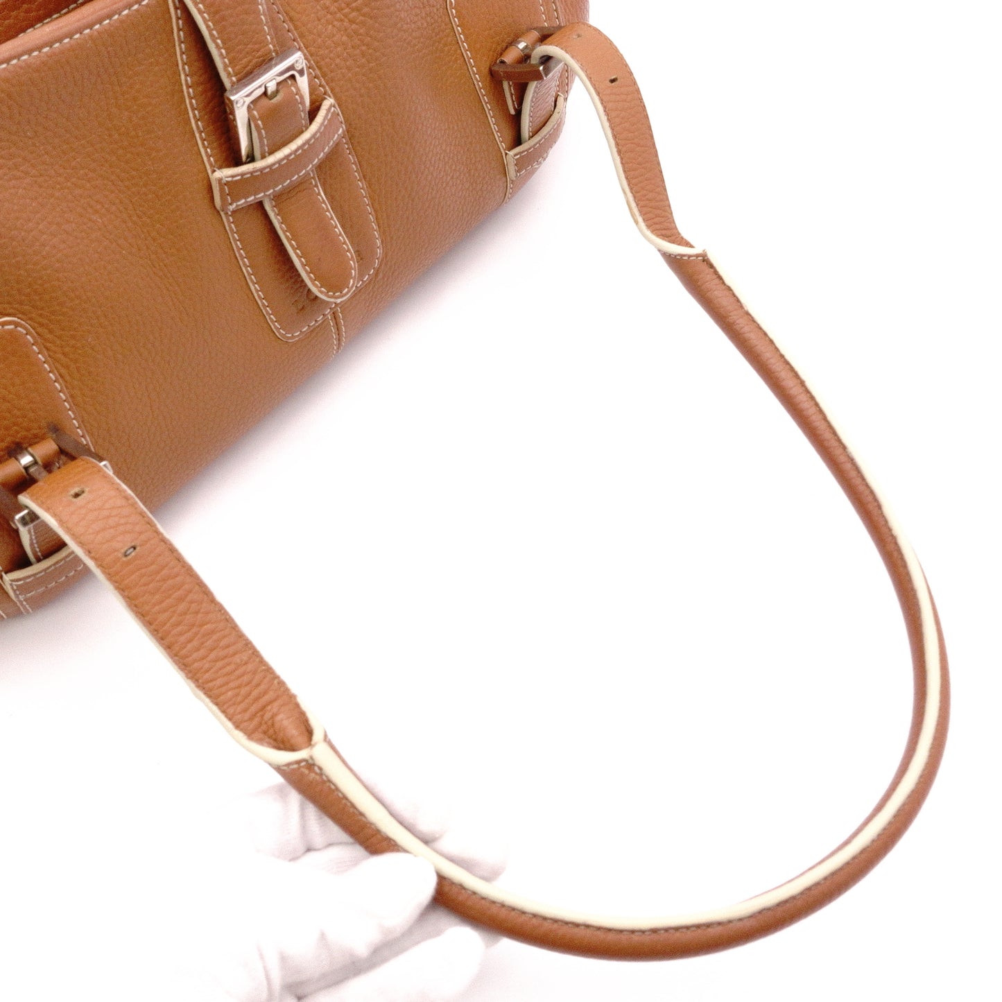 LOEWE Senda Shoulder Bag, Leather, Brown, Silver Hardware, Vintage