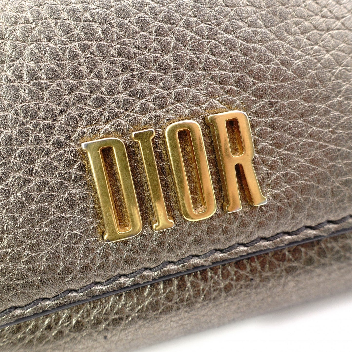 Dior Bifold Wallet, Leather, Metallic Gold, Gold Hardware