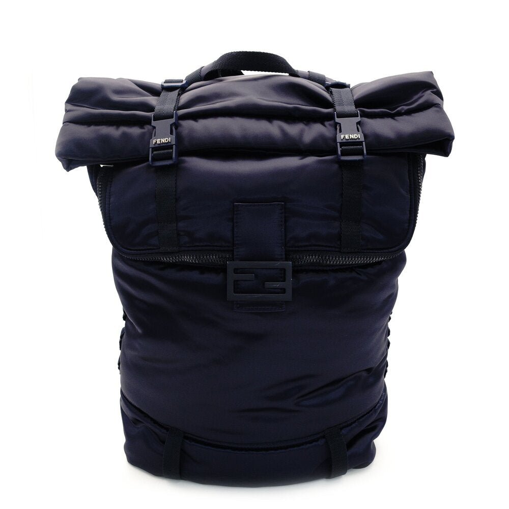 FENDI Backpack Navy Rucksack EONYL Nylon Men's FF Logo 7-10-101