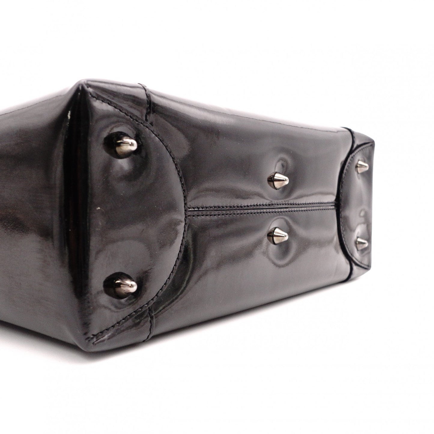 Christian Dior Marispare Handbag, Patent Leather, Black, 2-Way, Silver Hardware
