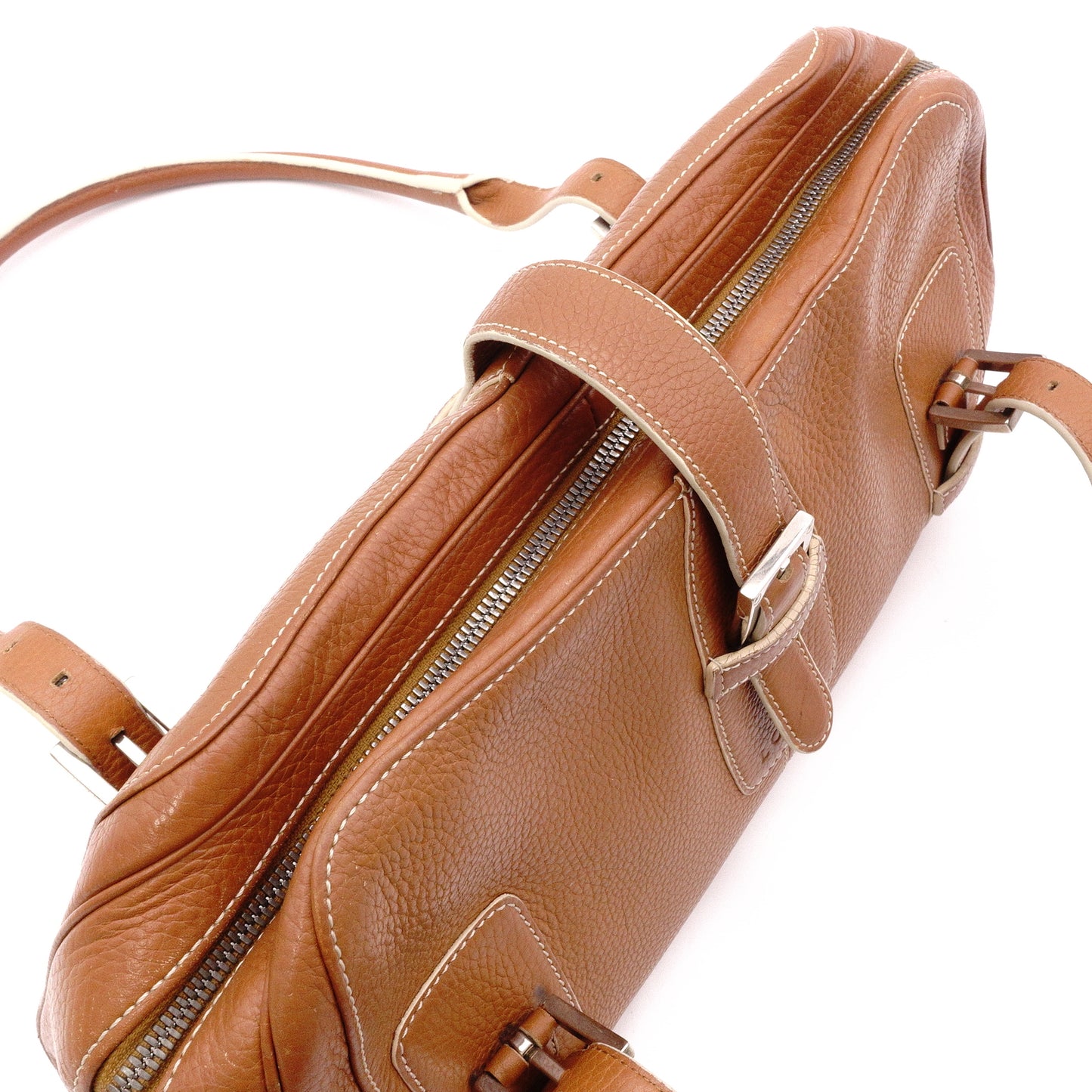 LOEWE Senda Shoulder Bag, Leather, Brown, Silver Hardware, Vintage