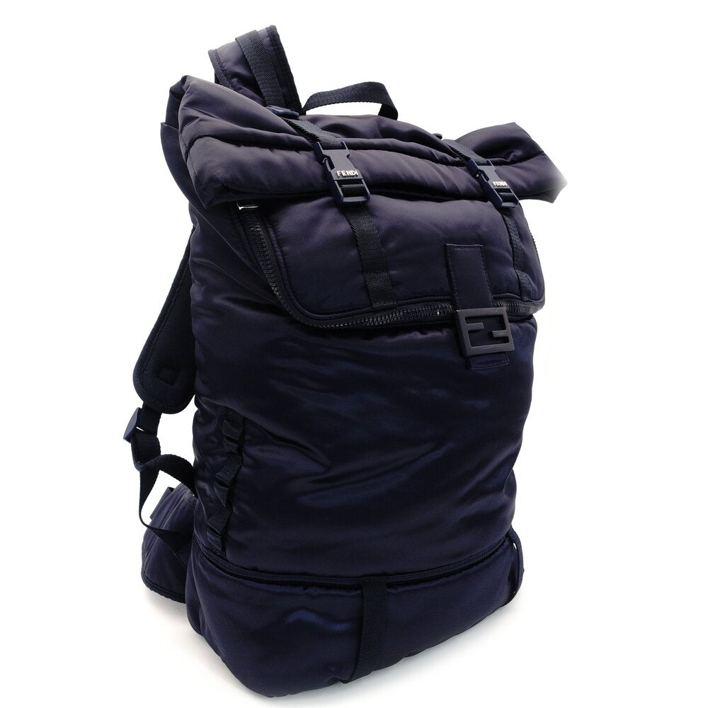 FENDI Backpack Navy Rucksack EONYL Nylon Men's FF Logo 7-10-101