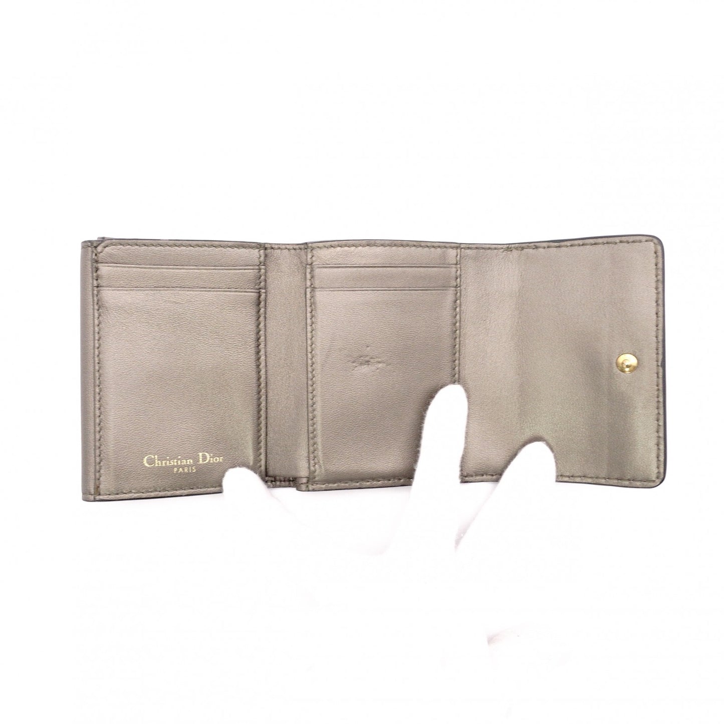 Dior Bifold Wallet, Leather, Metallic Gold, Gold Hardware