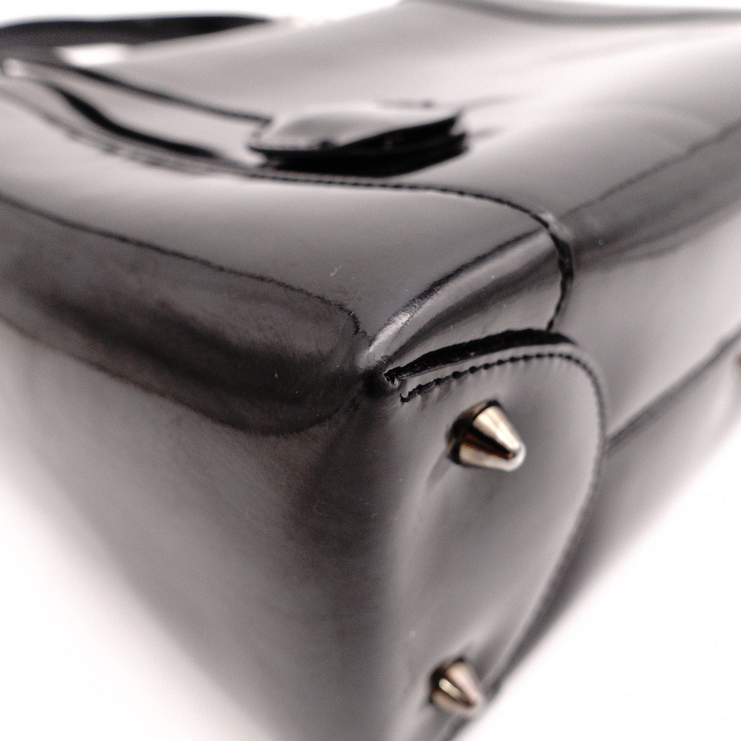 Christian Dior Marispare Handbag, Patent Leather, Black, 2-Way, Silver Hardware