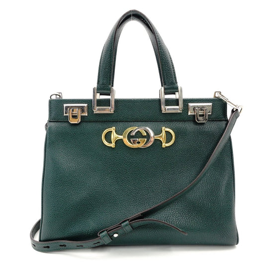 GUCCI ZUMI Small Handbag Leather Shoulder Bag Green 2way R8020113