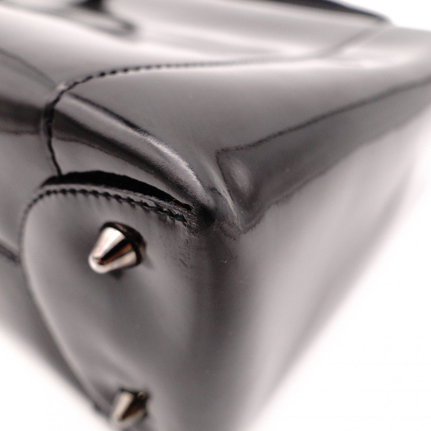 Christian Dior Marispare Handbag, Patent Leather, Black, 2-Way, Silver Hardware
