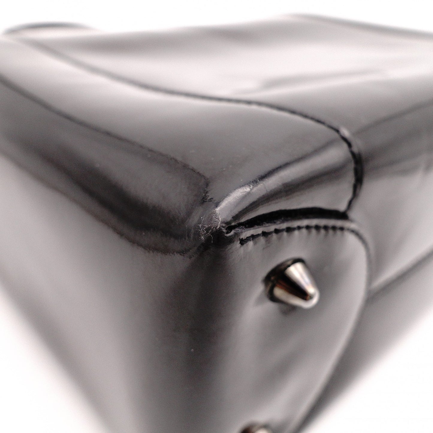 Christian Dior Marispare Handbag, Patent Leather, Black, 2-Way, Silver Hardware