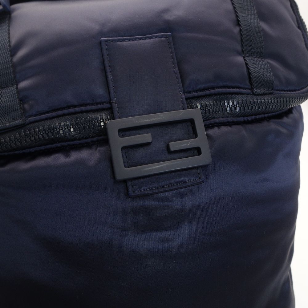 FENDI Backpack Navy Rucksack EONYL Nylon Men's FF Logo 7-10-101
