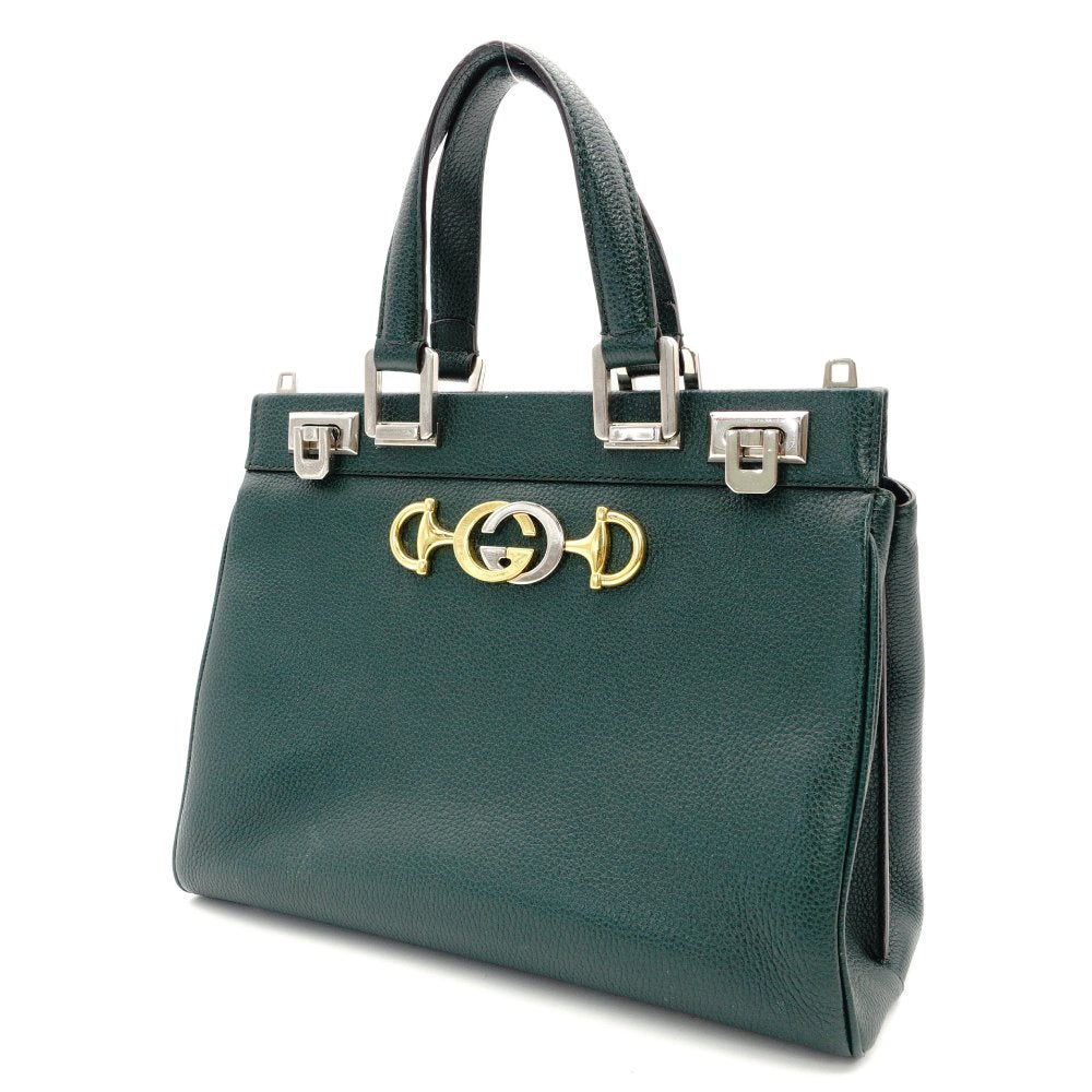 GUCCI ZUMI Small Handbag Leather Shoulder Bag Green 2way R8020113