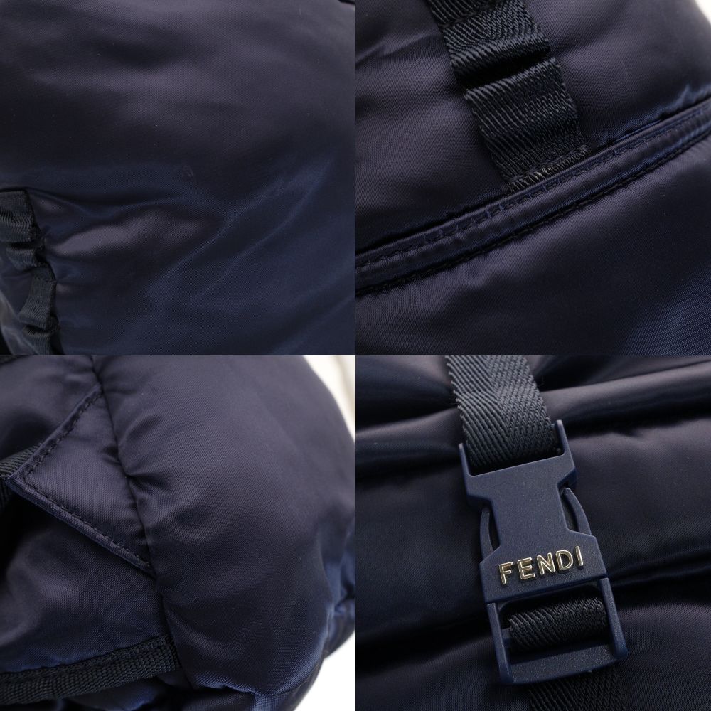 FENDI Backpack Navy Rucksack EONYL Nylon Men's FF Logo 7-10-101