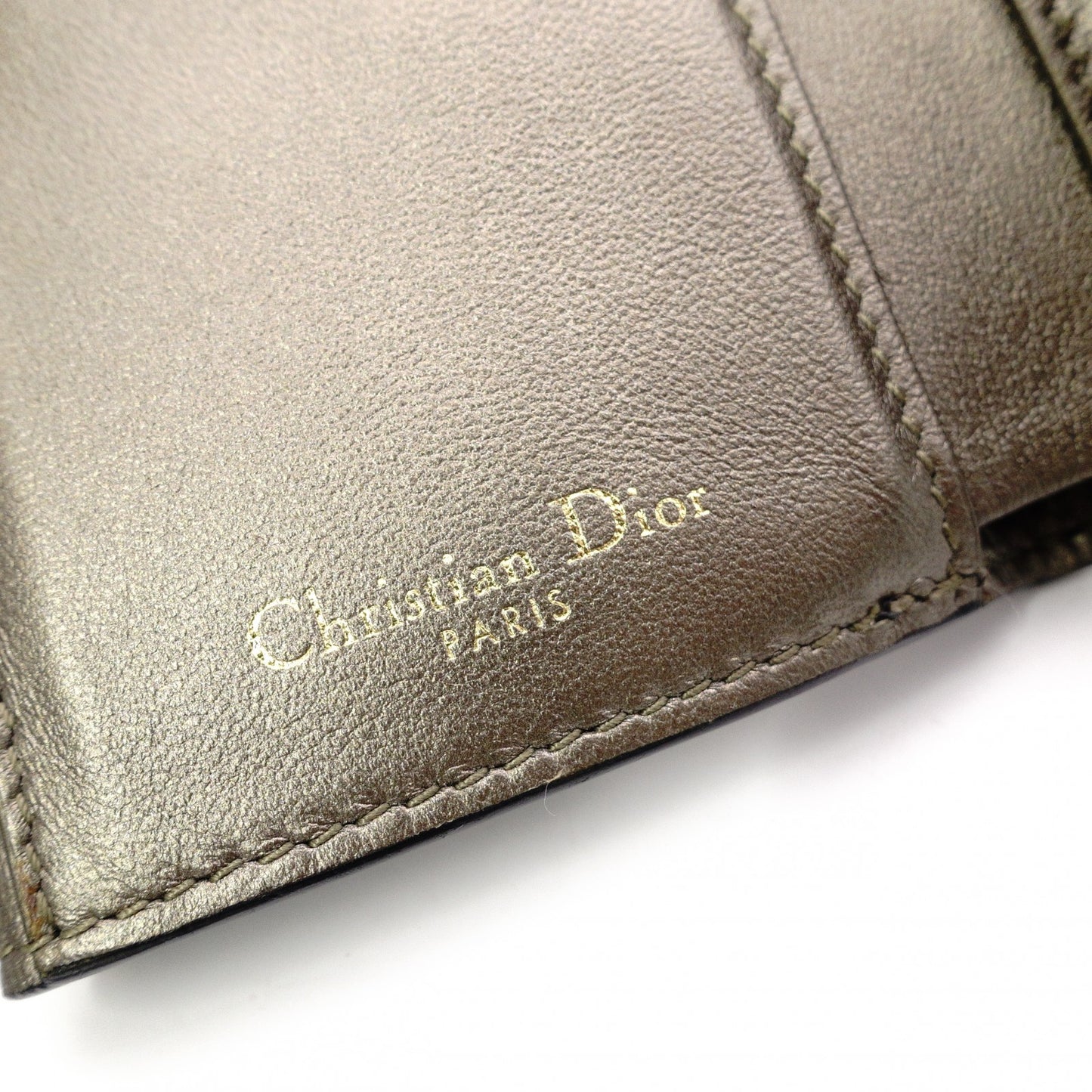 Dior Bifold Wallet, Leather, Metallic Gold, Gold Hardware