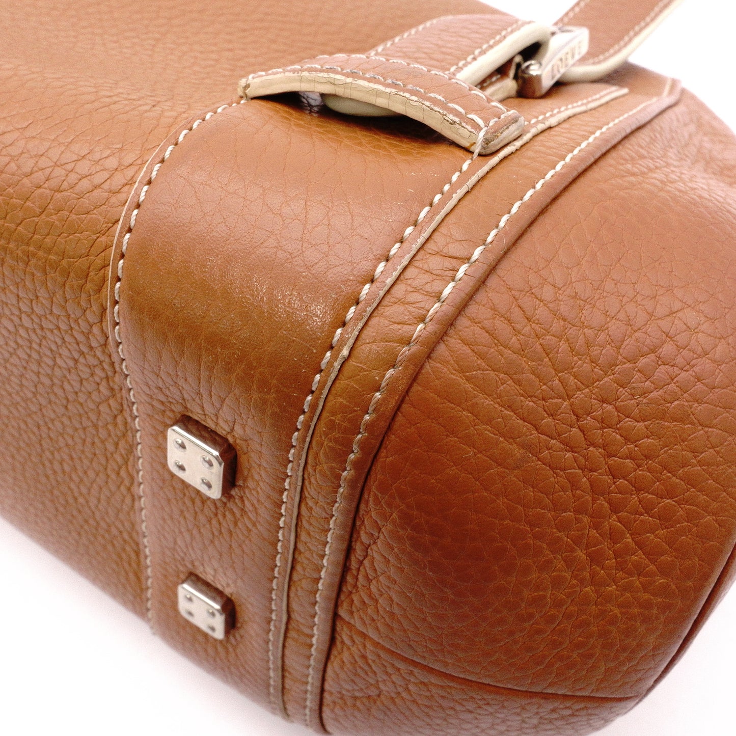 LOEWE Senda Shoulder Bag, Leather, Brown, Silver Hardware, Vintage