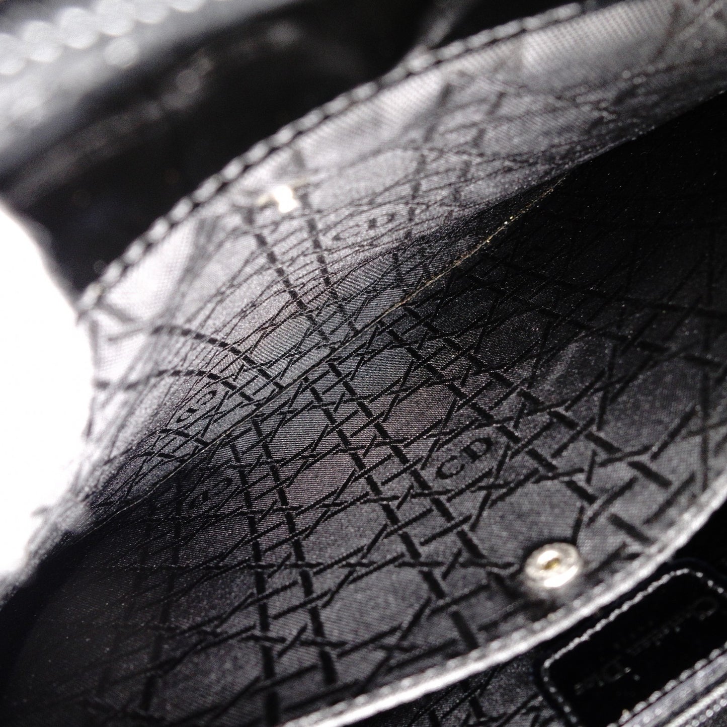 Christian Dior Marispare Handbag, Patent Leather, Black, 2-Way, Silver Hardware