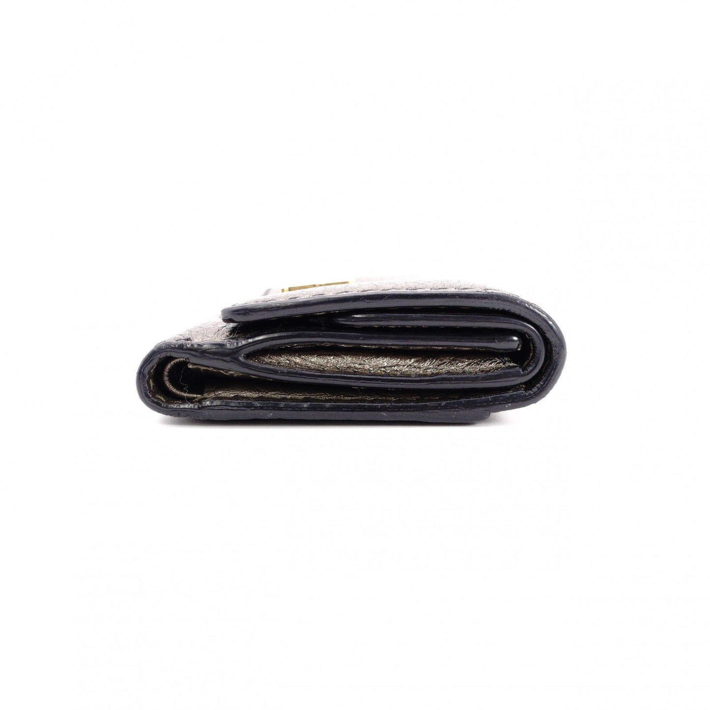 Dior Bifold Wallet, Leather, Metallic Gold, Gold Hardware