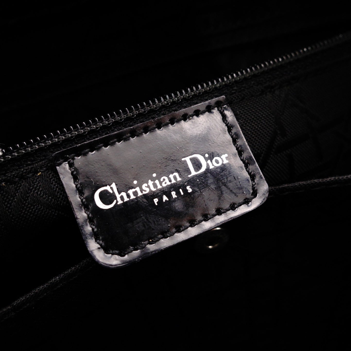 Christian Dior Marispare Handbag, Patent Leather, Black, 2-Way, Silver Hardware
