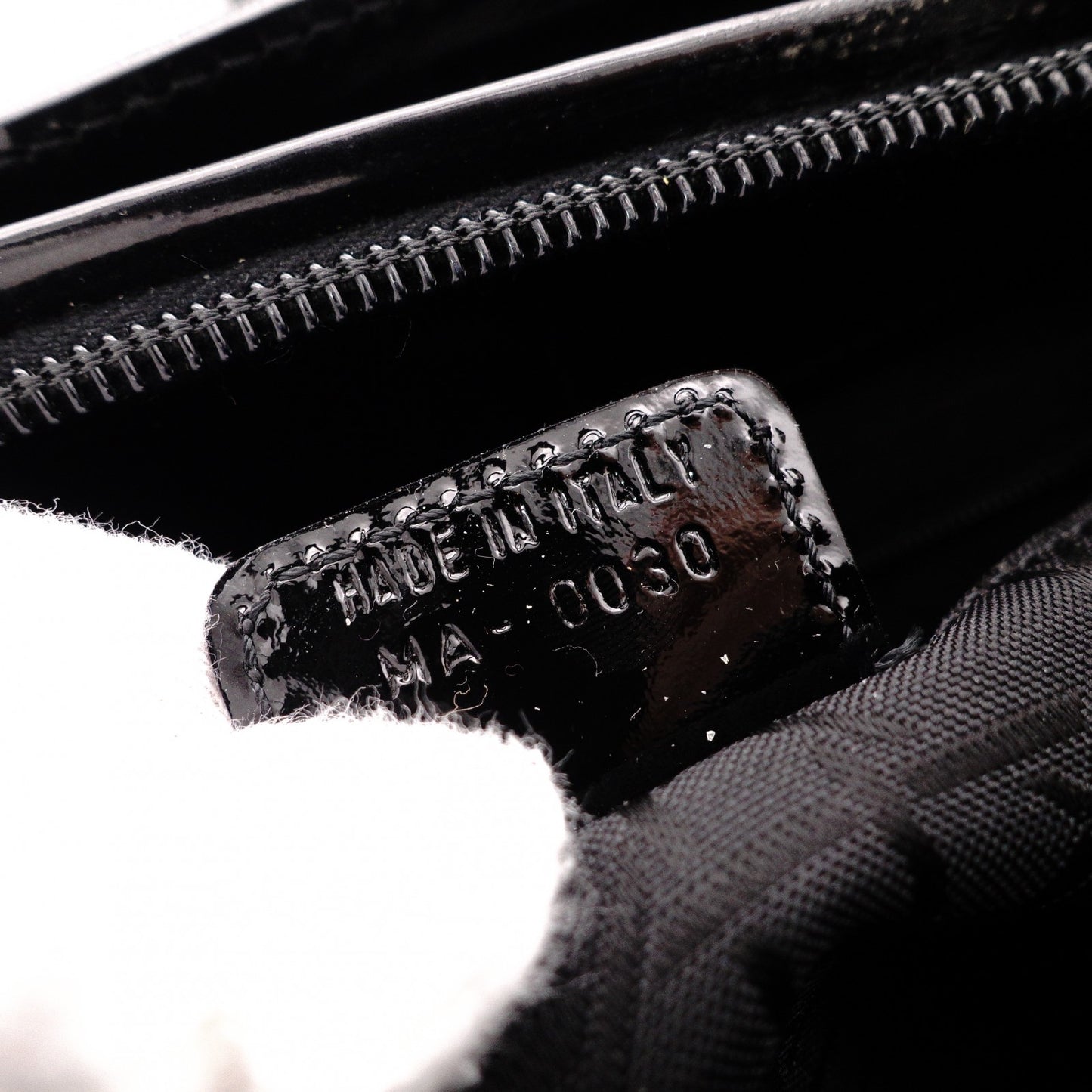 Christian Dior Marispare Handbag, Patent Leather, Black, 2-Way, Silver Hardware