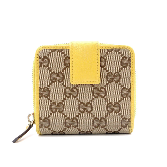 GUCCI Bifold Wallet, Canvas and Leather, Beige and Yellow