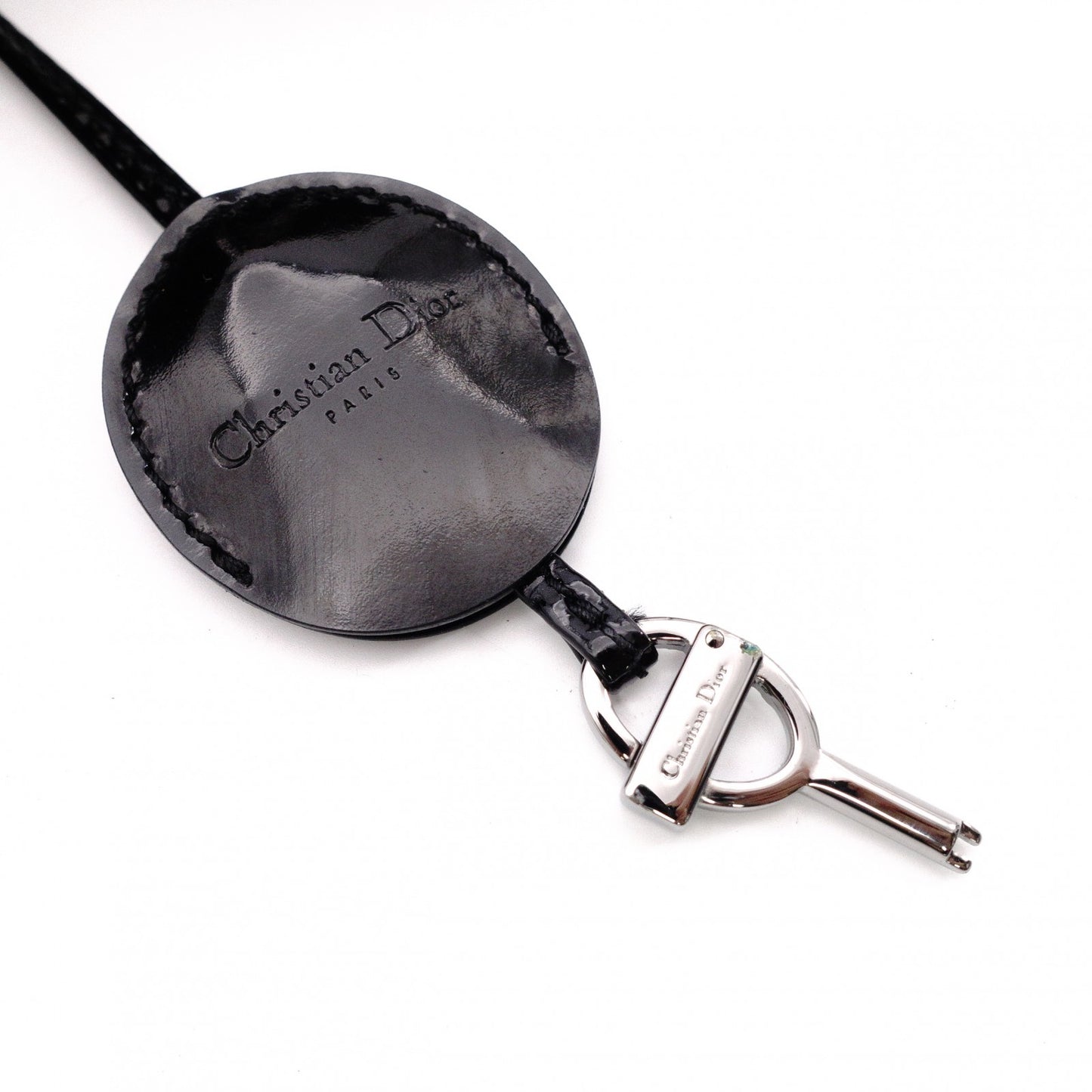 Christian Dior Marispare Handbag, Patent Leather, Black, 2-Way, Silver Hardware