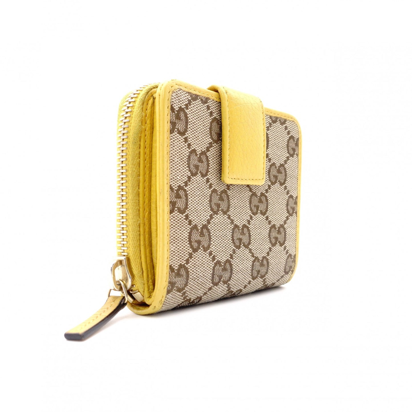 GUCCI Bifold Wallet, Canvas and Leather, Beige and Yellow