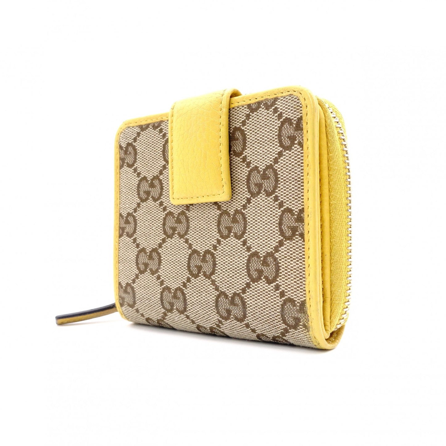 GUCCI Bifold Wallet, Canvas and Leather, Beige and Yellow