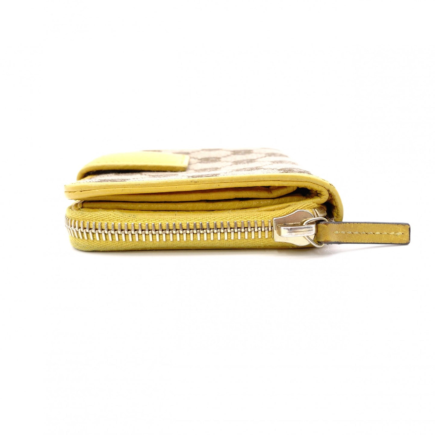 GUCCI Bifold Wallet, Canvas and Leather, Beige and Yellow