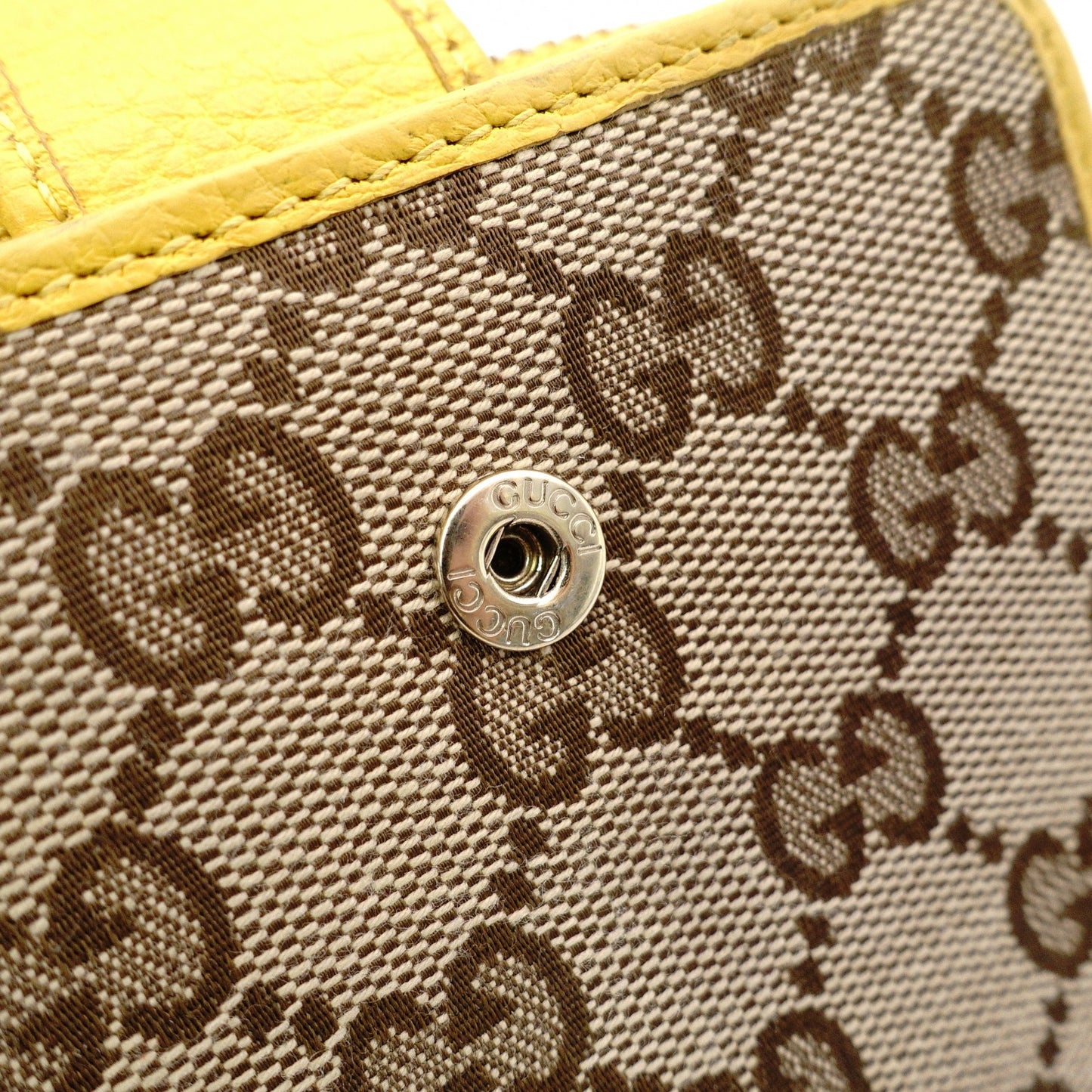 GUCCI Bifold Wallet, Canvas and Leather, Beige and Yellow