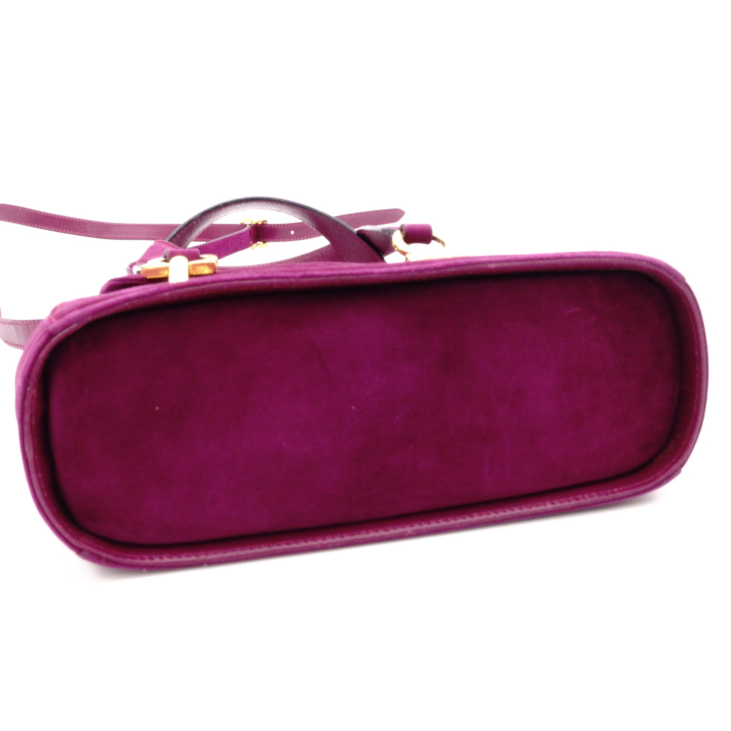 Salvatore Ferragamo Gancini Handbag, Purple, Women's, 2-Way Crossbody, Gold Hardware