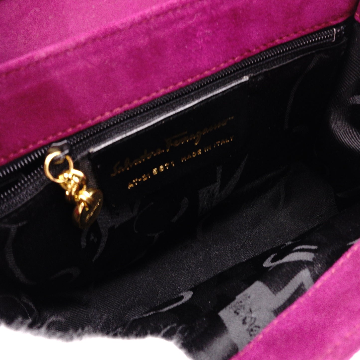 Salvatore Ferragamo Gancini Handbag, Purple, Women's, 2-Way Crossbody, Gold Hardware