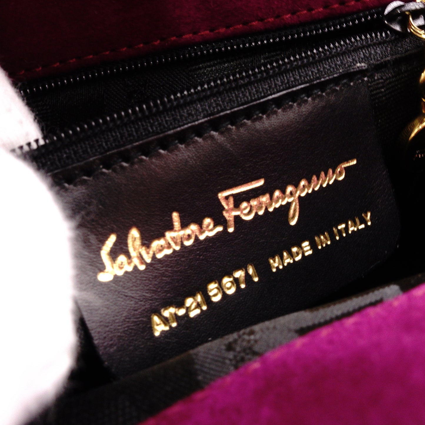 Salvatore Ferragamo Gancini Handbag, Purple, Women's, 2-Way Crossbody, Gold Hardware