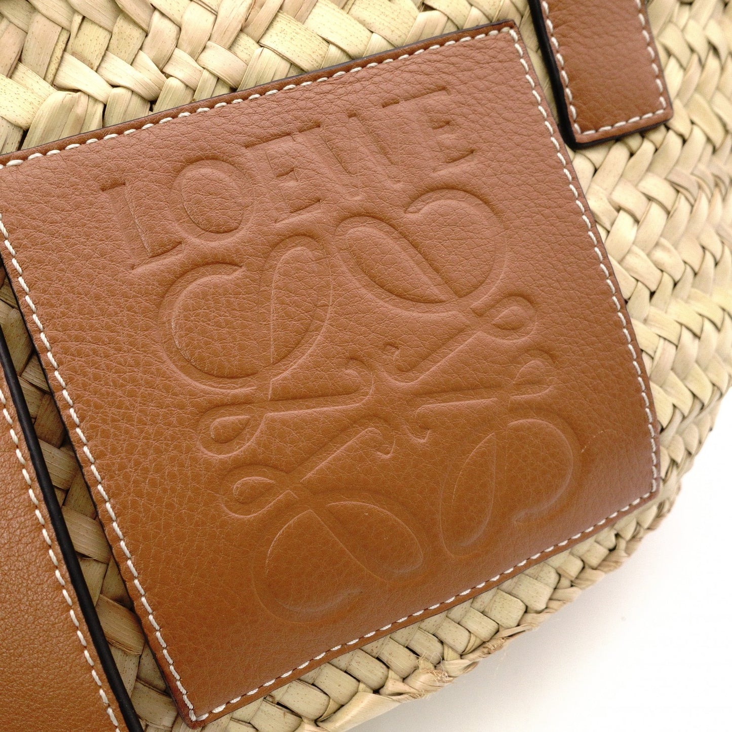 LOEWE Anagram Basket Handbag, Raffia, Beige and Brown, Woven Basket Bag