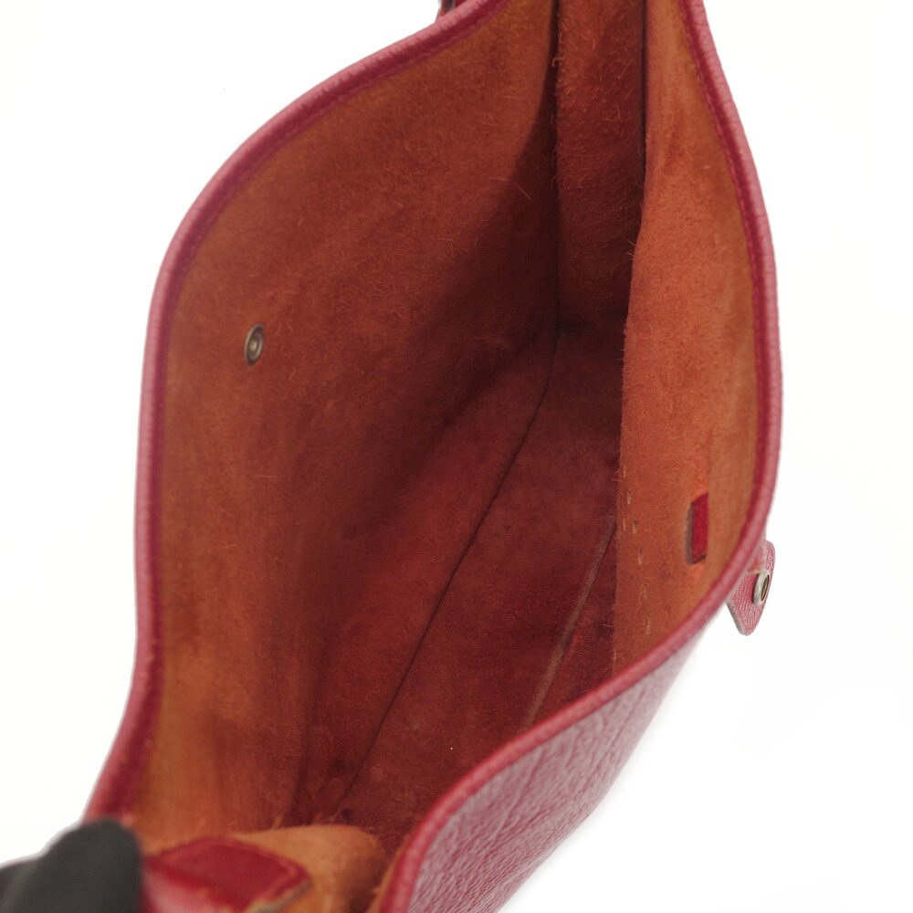 HERMES Evelyn 1 PM Shoulder Bag Taurillon Clemence Red Leather Red Silver Hardware □R Stamped 7-9-445