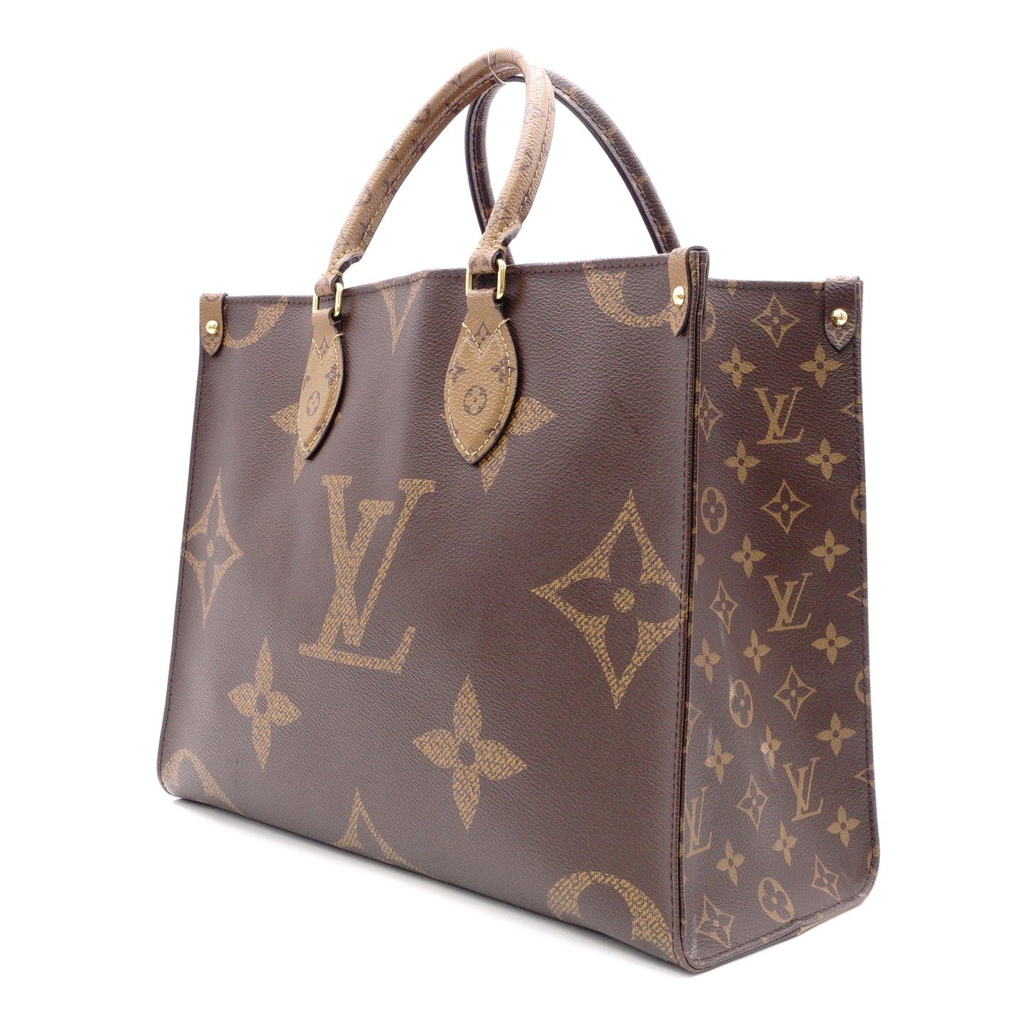LOUIS VUITTON OTG MM On the Go Monogram Reverse Handbag, PVC/Leather, Brown, 2-Way