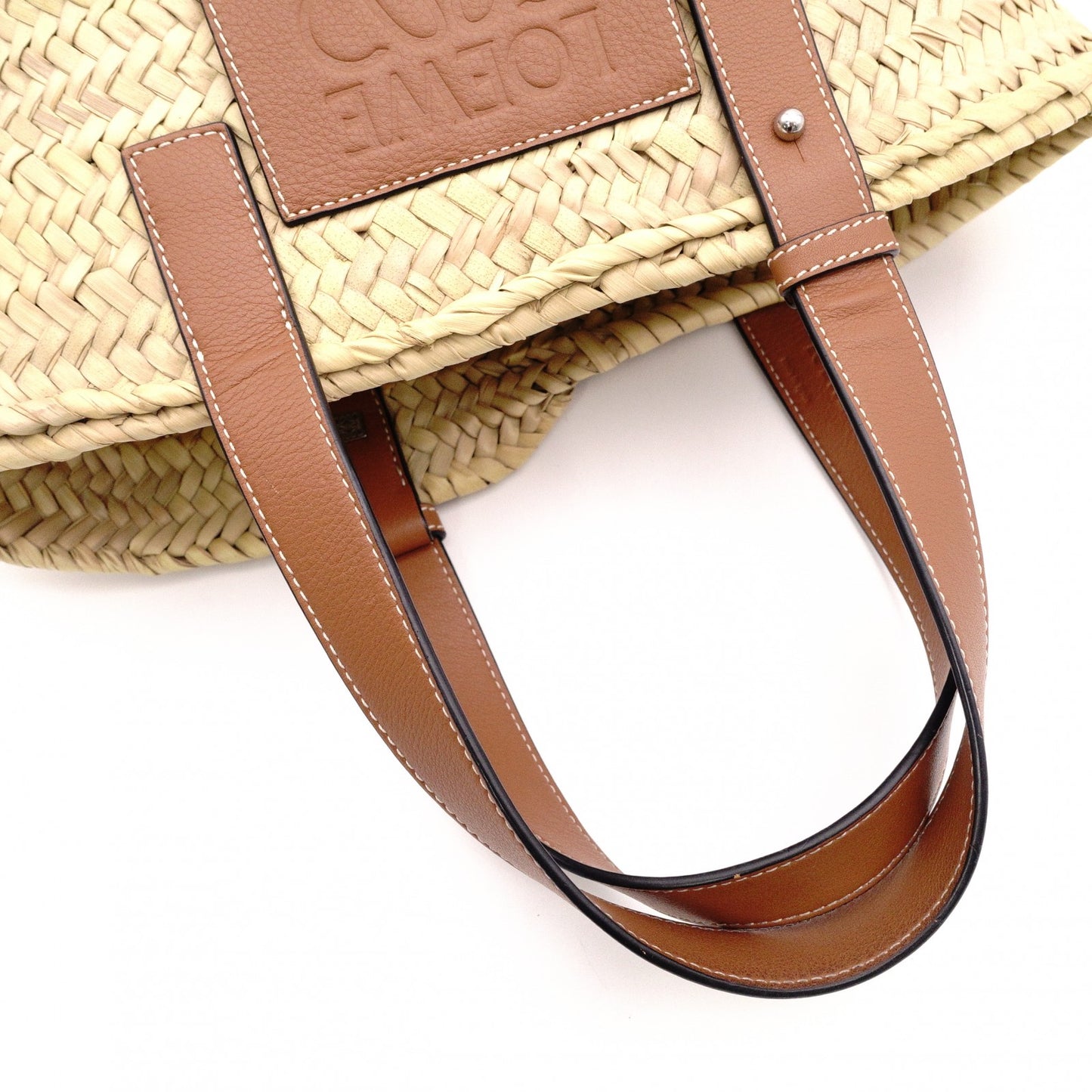 LOEWE Anagram Basket Handbag, Raffia, Beige and Brown, Woven Basket Bag