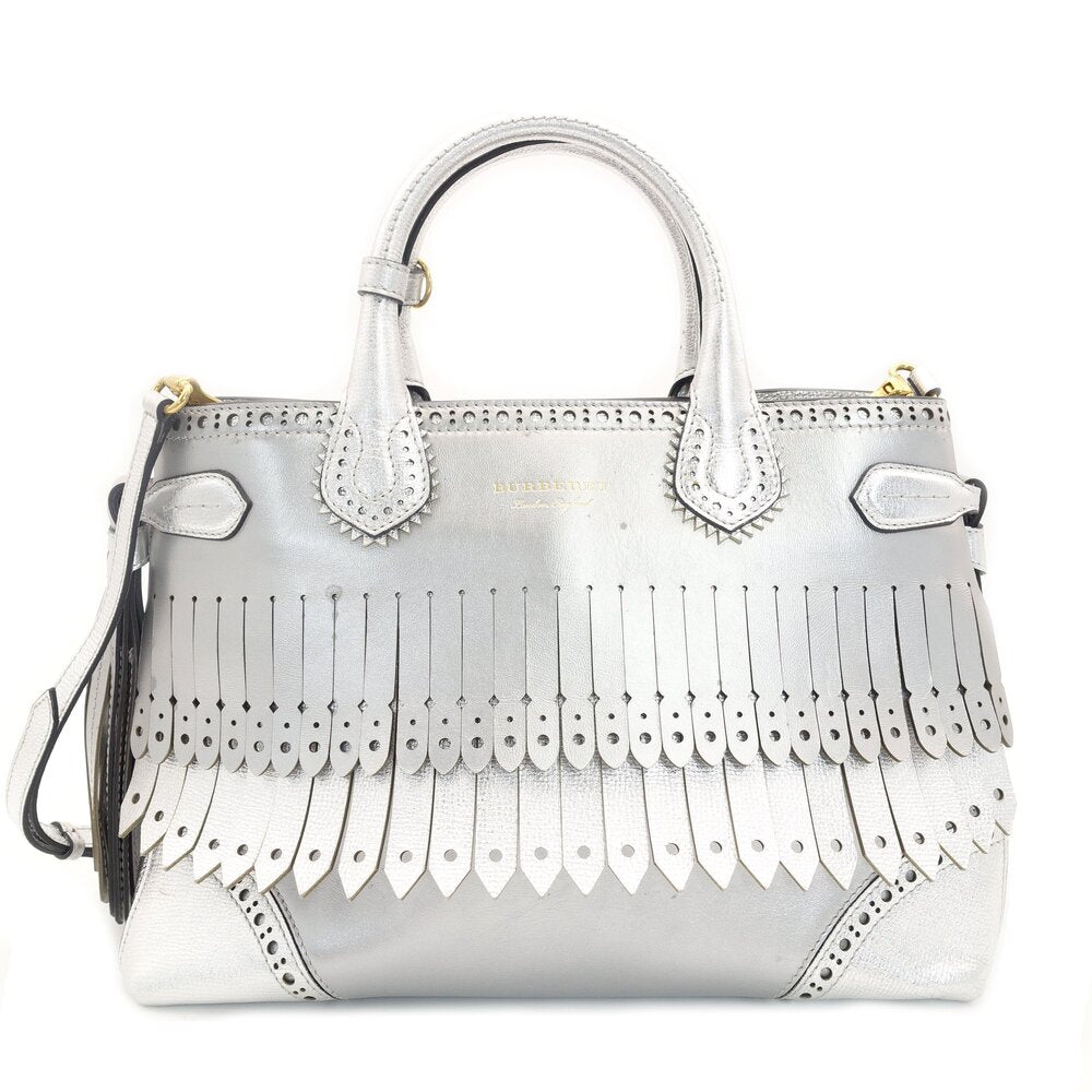 BURBERRY Brogue Detail Nova Check Handbag leather USED Women