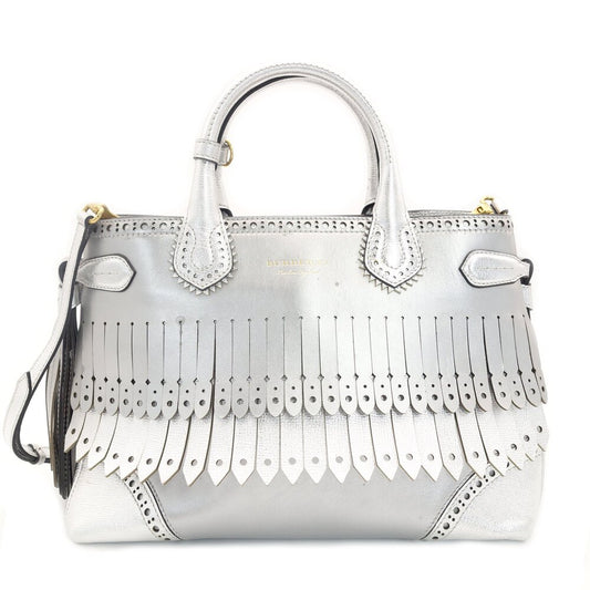 BURBERRY Brogue Detail Nova Check Handbag leather USED Women