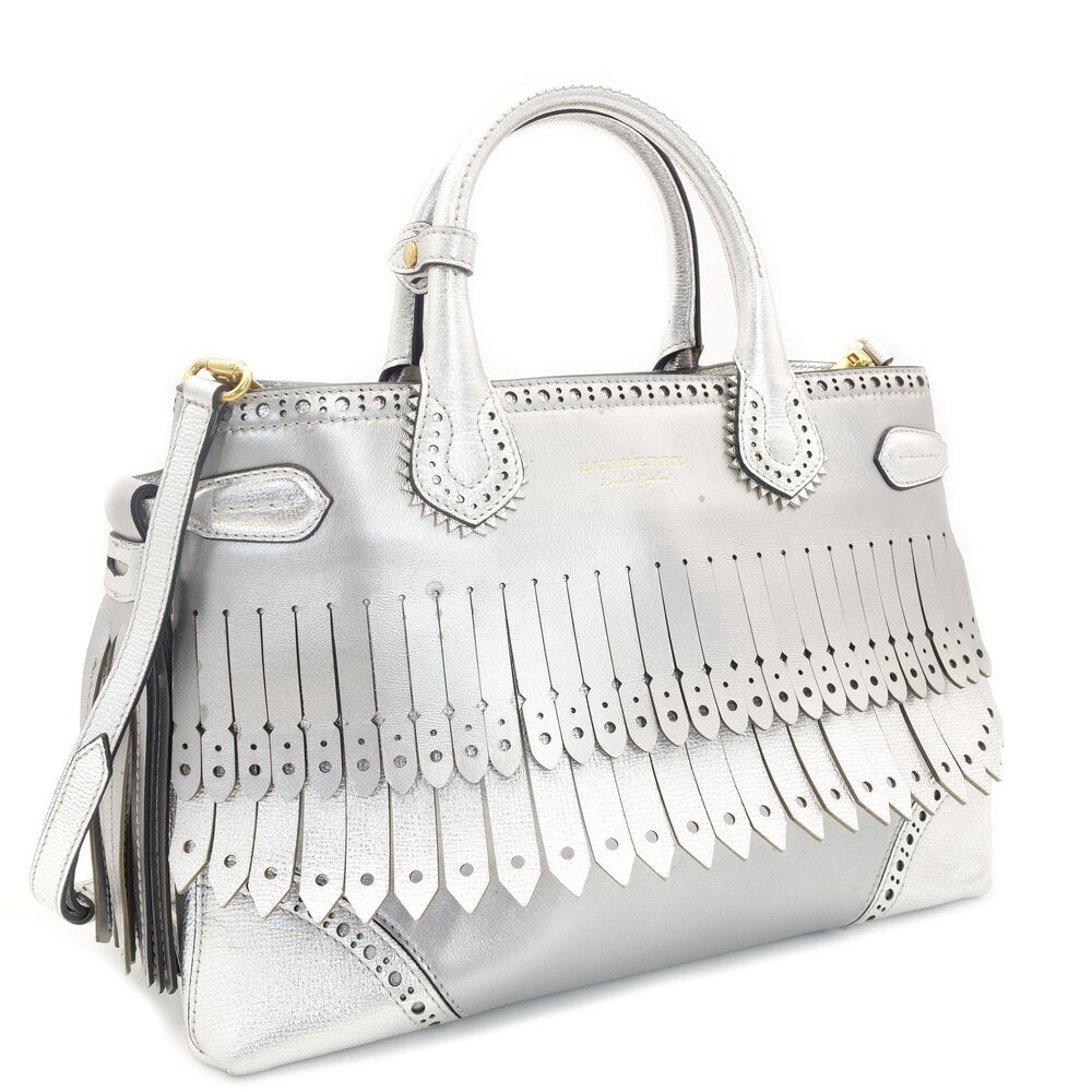 BURBERRY Brogue Detail Nova Check Handbag leather USED Women