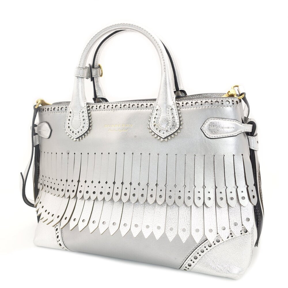 BURBERRY Brogue Detail Nova Check Handbag leather USED Women