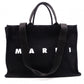 MARNI Logo-Print Tote Bag, Canvas, Black, 2-Way, SHMQ0053U2, P5968