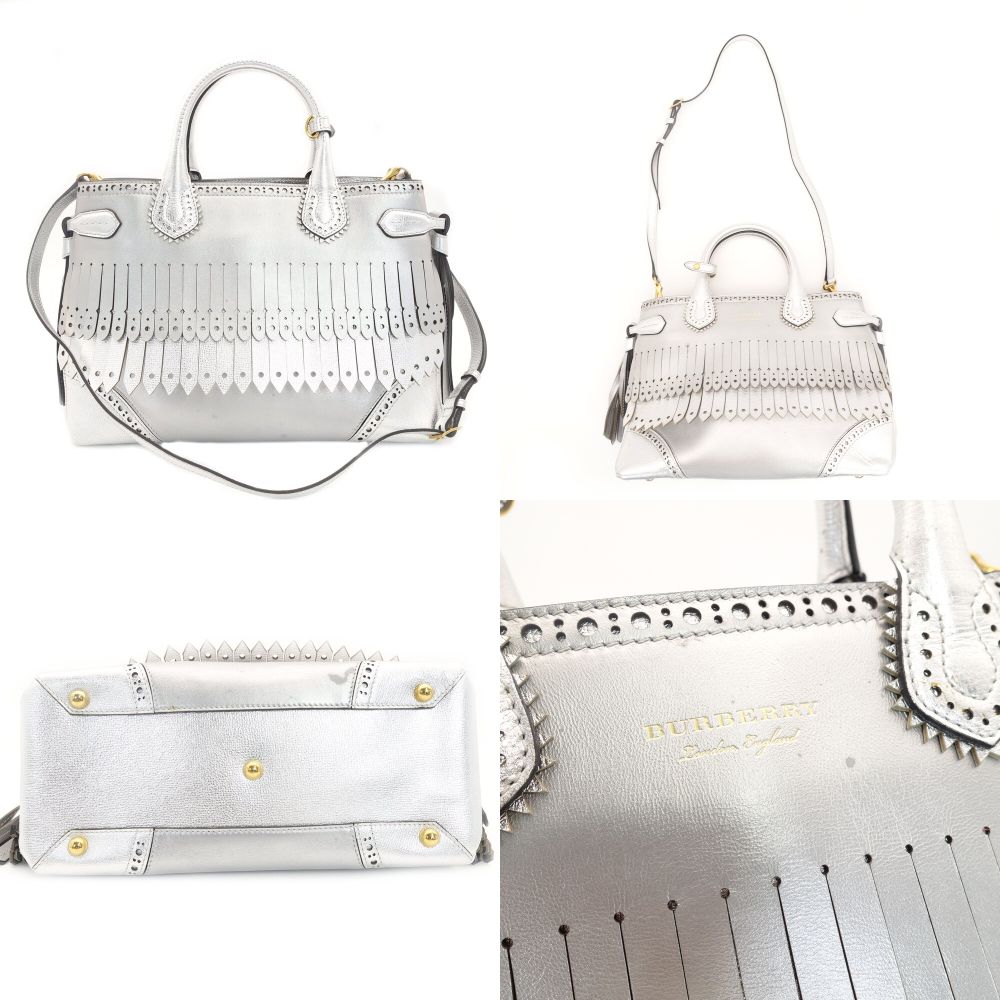 BURBERRY Brogue Detail Nova Check Handbag leather USED Women