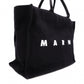 MARNI Logo-Print Tote Bag, Canvas, Black, 2-Way, SHMQ0053U2, P5968